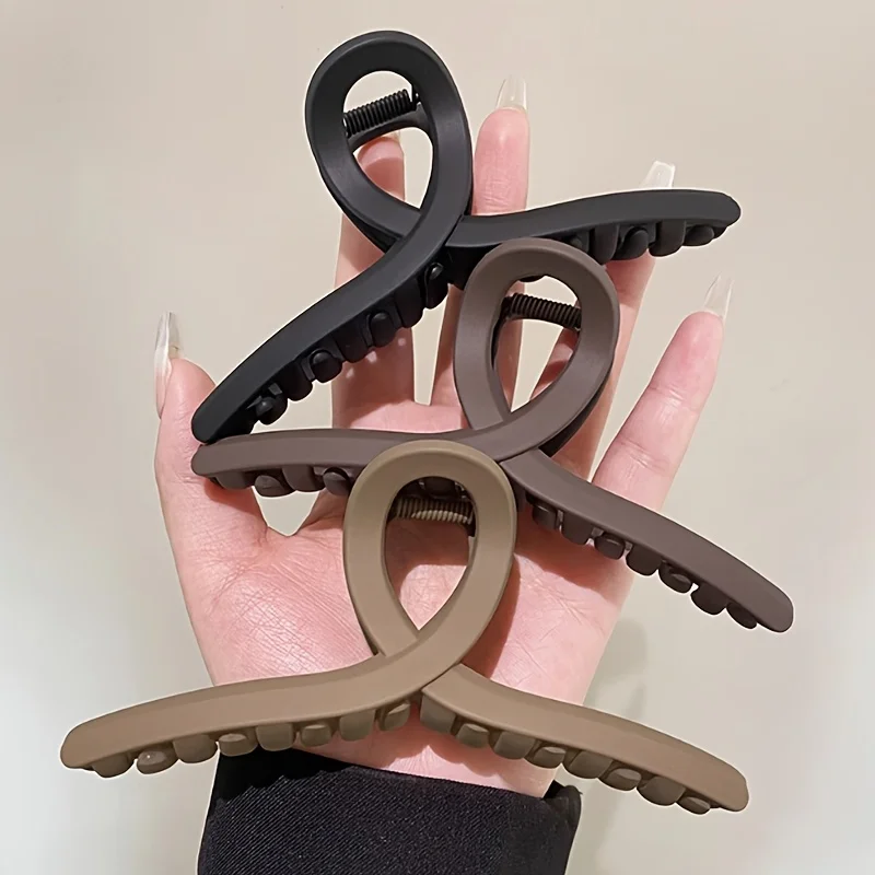 3 Stück elegante, mattierte Haarspangen, geeignet für Frauen – große Größe, rutschfeste Haarspangen mit Kreuzdesign, Haarschmuck für Damen – Detail 1