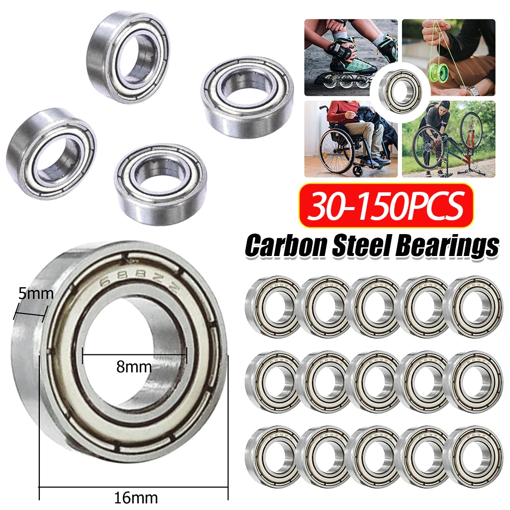 Doppelte Metalldichtungslager, doppelt geschirmtes Lager aus Kohlenstoffstahl, 8 x 16 x 5 mm, Nutlager, schwere Last, 3D-Drucker-Teile