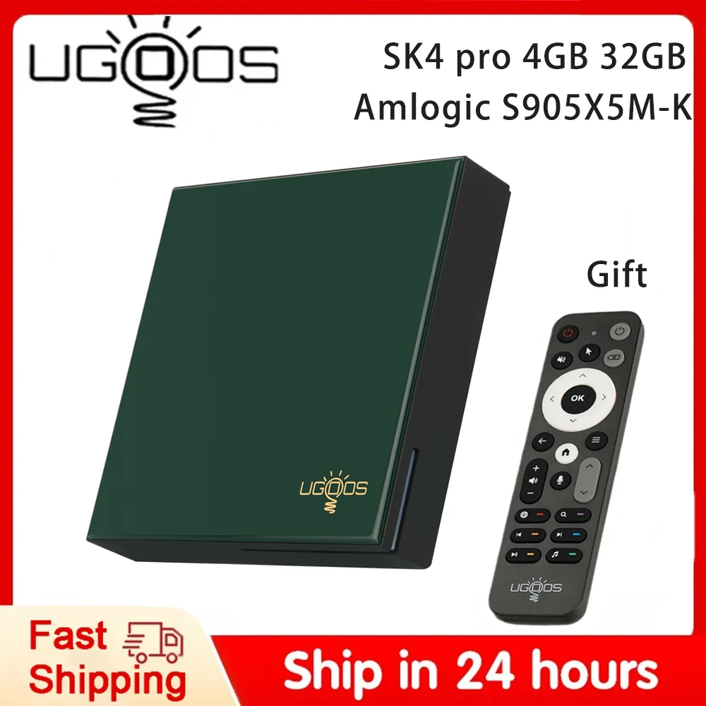 2026 Qriginal UGOOS SK4 Pro Smart TV BOX Android 14 BT5.4 LPDDR4 4G 64G AI-SR AV1 HDR 10+ Set Top Box Support Dolby Audio
