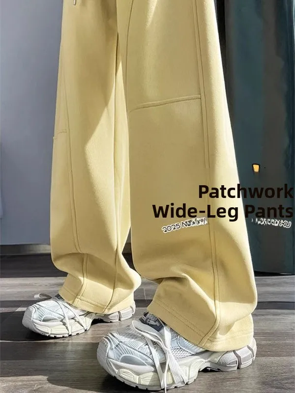 

Брюки-палаццо больших размеров в корейском стиле, прямого кроя, зауженные, спортивные, повседневные, с высокой талией, весна-лето