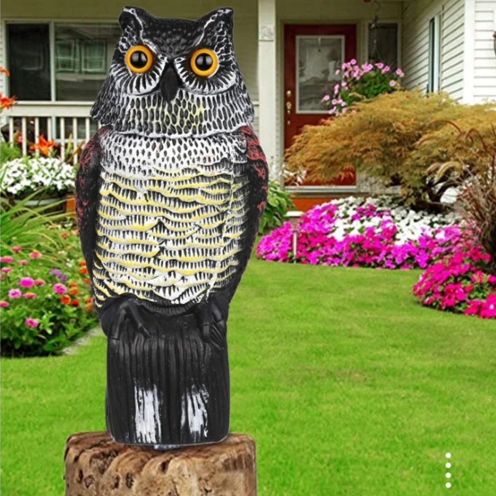 

Owl Decoy Fake Owl Decoys To Scare Bird Away Rotating Head 360° Plastic Owl Statue Decoys for Bird Control Owl Garden Protectors