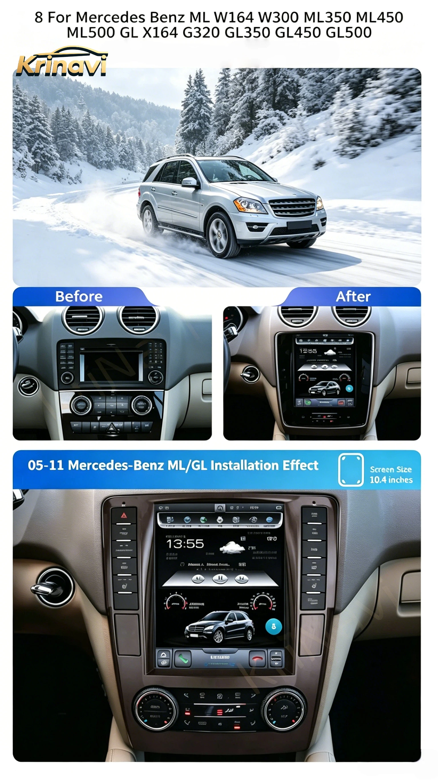 Android Screen Radio Car Multimedia Player For Mercedes Benz ML W164 W300 ML350 ML450 ML500 GL X164 G320 GL350 GL450 GL500