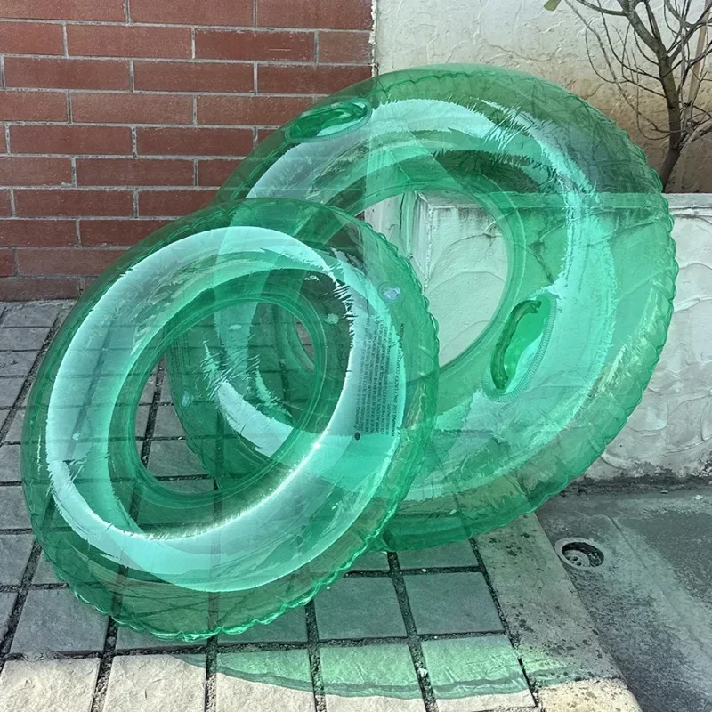 Letni basen nadmuchiwane zabawki z uchwytem przezroczyste koło do pływania na plaży park wodny pływające koło na zewnątrz nadmuchiwane zabawki z PVC