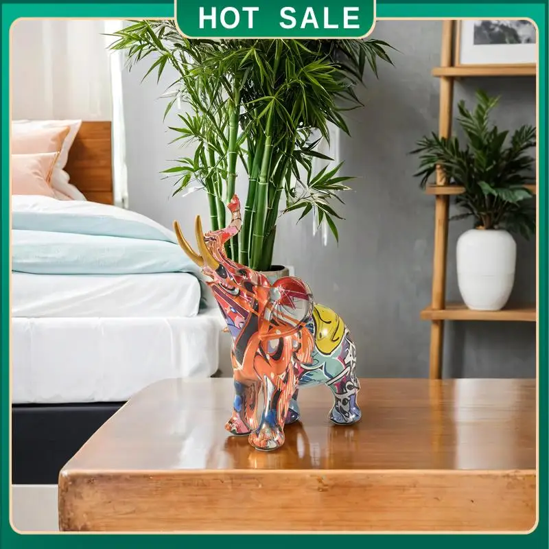 my-home-nordic-painting-graffiti-elephant-sculpture-figurine-colorful-art-elephant-statue-creative-resin-animal-statue-decor