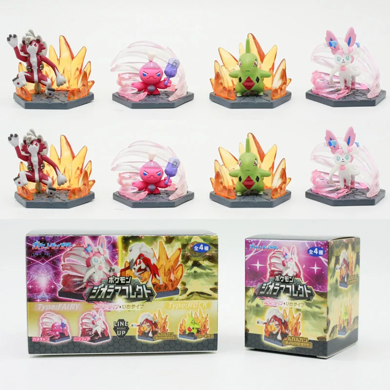 

Pokemon Sylveon Lycanroc Larvitar Tinkatink Fairy Rock Anime Figure Type Battle Scene Blind Box Toy Collection Ornament Kid Gift