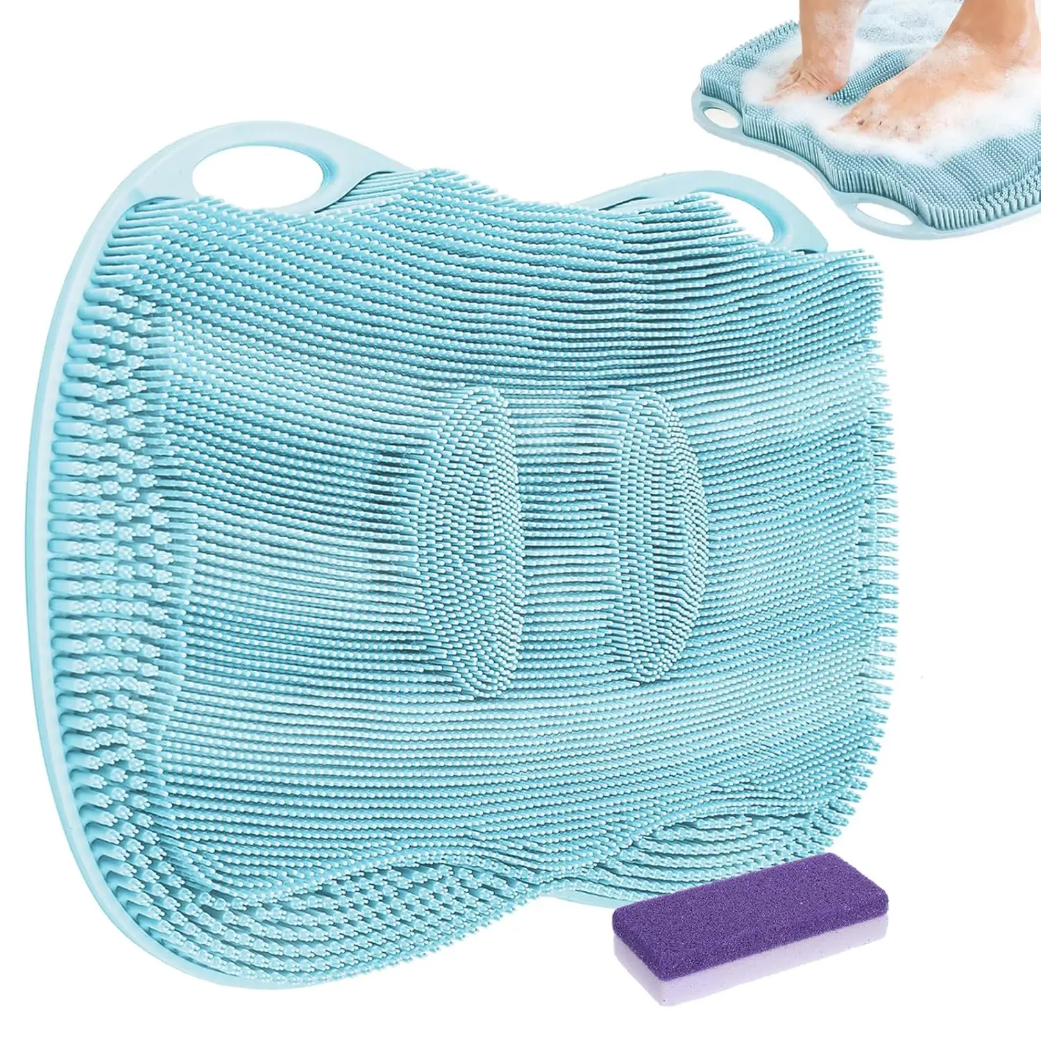 

Большой коврик для скруббера для ног с пемзаным камнем, 2 шт., для удаления омертвевшей кожи в душе, нескользящий массажер, синий