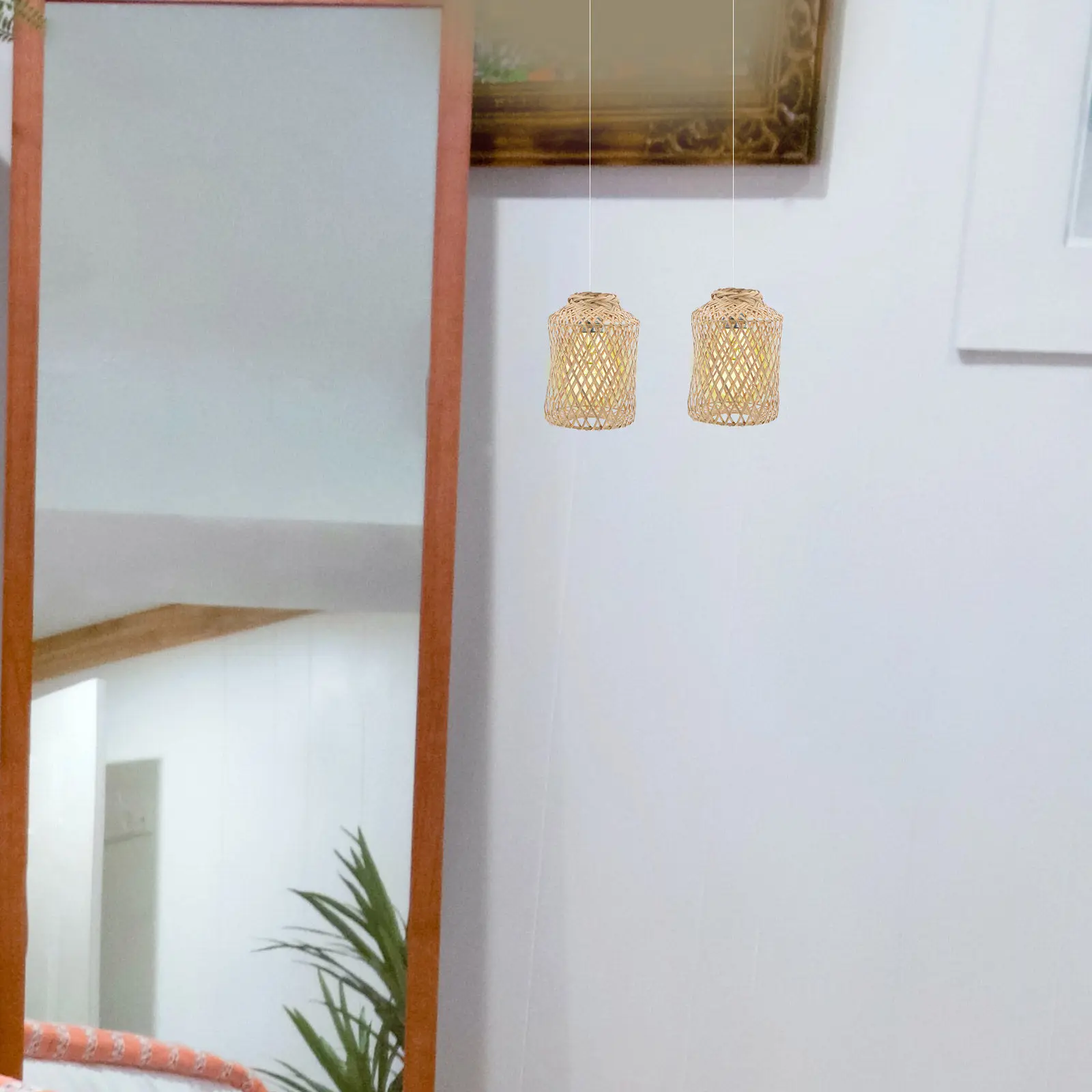 

Плетеный бамбуковый абажур для подвесного светильника, декоративный чехол для лампы в деревенском стиле для кухни, гостиной, офиса