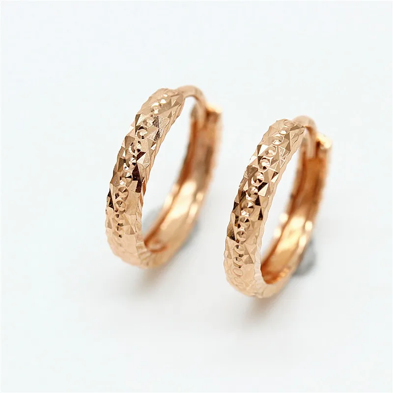585 Purple Gold Shiny earrings for women Plated 14K Rose Gold Simple Classic New In design hoop earings banquet Jewelry 5