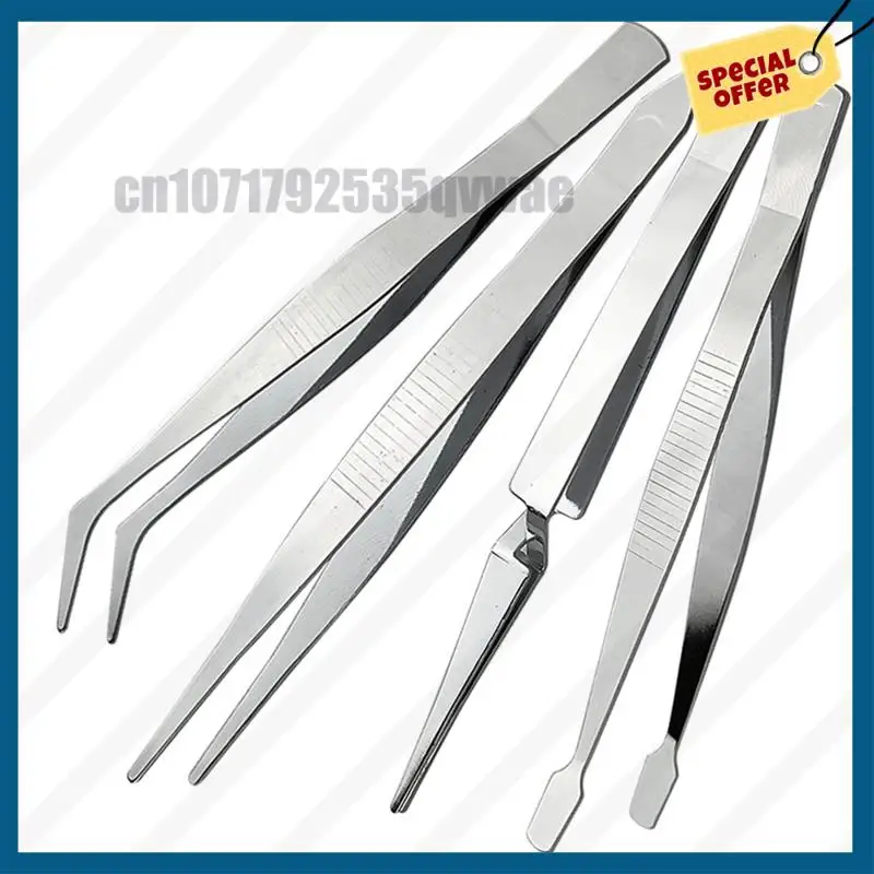 -A89Z 스트레이트 벤트 클립 드레싱 4PCS 정밀 핀셋 세트 전자 수리 납땜을위한 두꺼운 스테인레스 스틸 도구