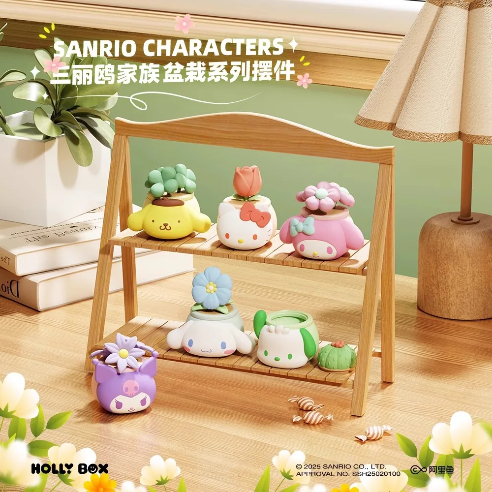 

Sanrio Family Flowerpot Planting Blind Box Ornaments Kuromi Hello Kitty Desktop Doll Figure Trend Toys Children'S Birthday Gifts
