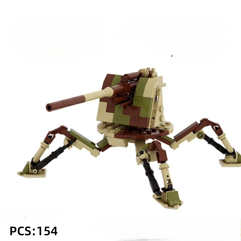Brickmania Style WW2 MOC Building Blocks | German 88mm Gun Quadruped Mech | Compatible Small Bricks