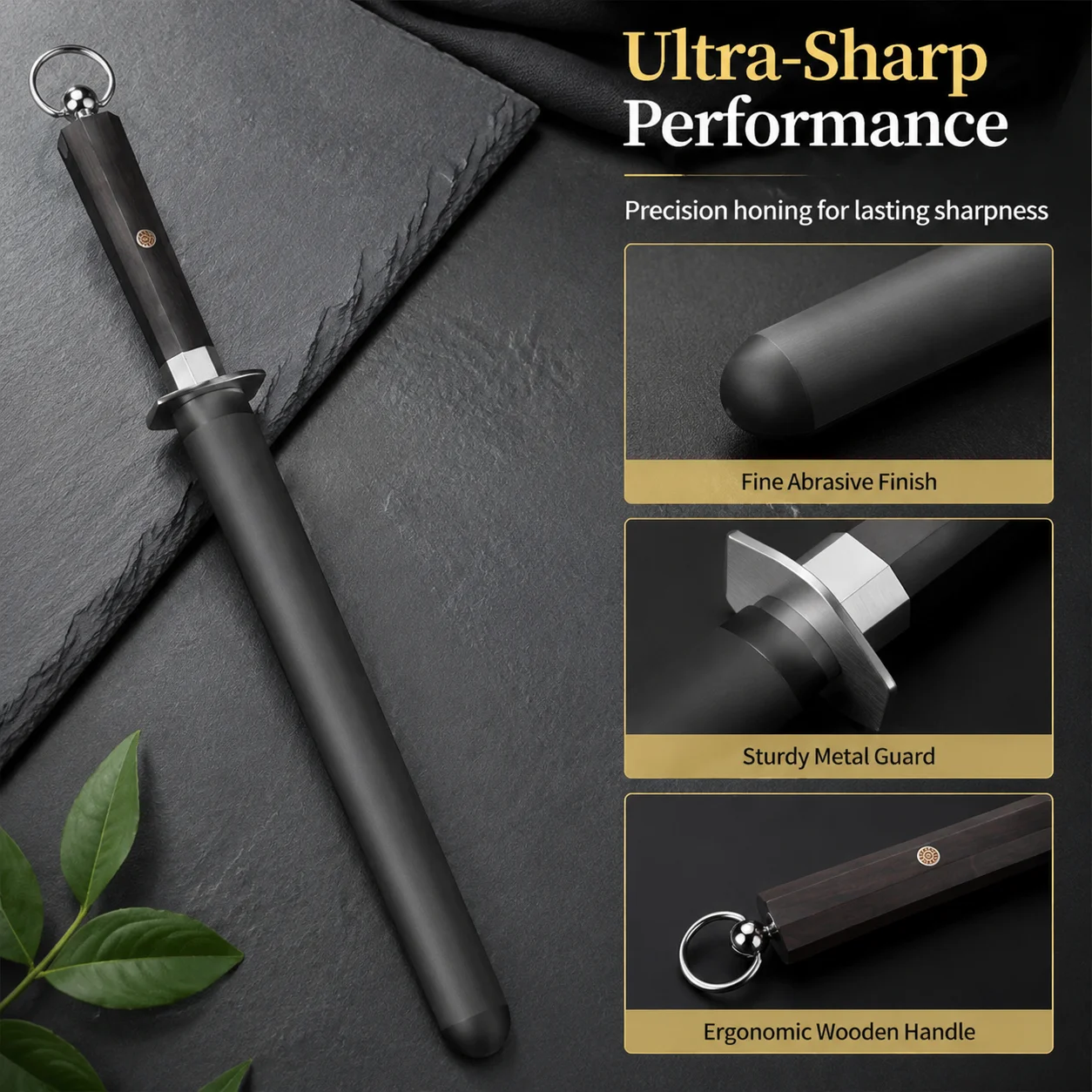 Professional Tungsten Knife Sharpening Steel Honing Rod for Chef Kitchen Knives Durable Long Lasting Blade Sharpener Tool