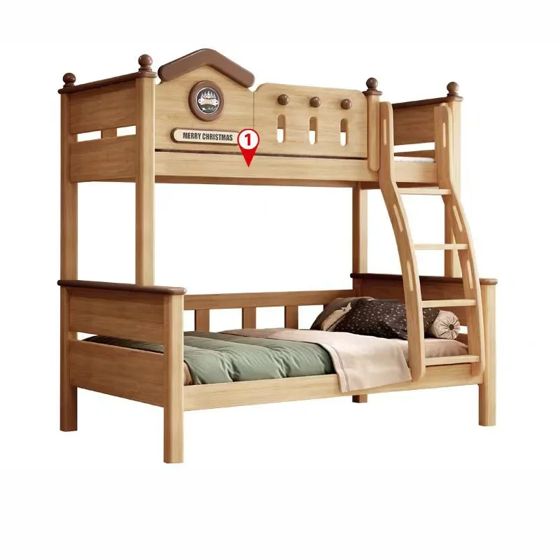 High and low all solid wood children's bed, mother and child bed, two-layer youth rubber wood