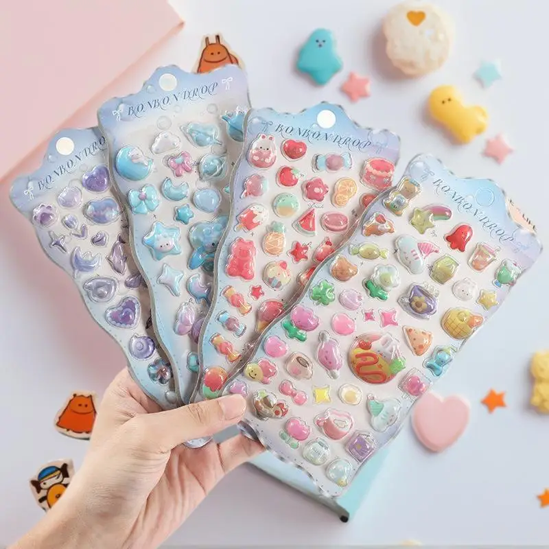 Nouveaux autocollants de dessin animé en Relief 3D, Mini décalcomanies de 1/4 feuilles pour le journal