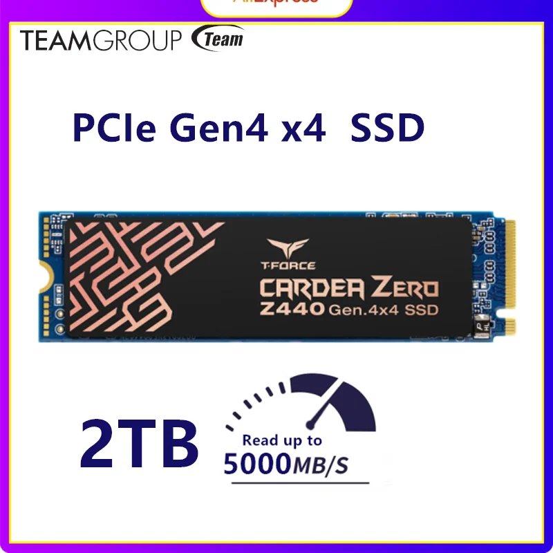 Teamgroup เกม SSD T-Force cardea ZERO Z440 2TB DRAM SLC Cache, 3D TLC NAND NVMe PCIe M.2 Gen4 2280สำหรับแล็ปท็อปเดสก์ท็อป