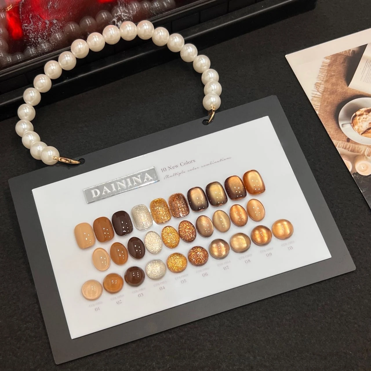 جديد الزجاج حبة البني الأحمر القط العين بلون بريق جيل للأظافر مزيج شبه مزاجه المغناطيس القط العين هلام الورنيش مانيكير #3