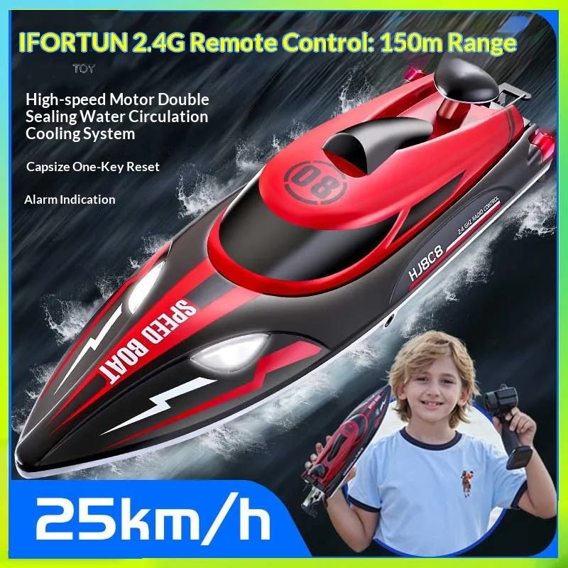 

Best-Selling Hj808 Remote Control Fast Boat 2.4g Water Toy Boat With Lights, Speed Of 25km, High-Speed Remote Control Boat