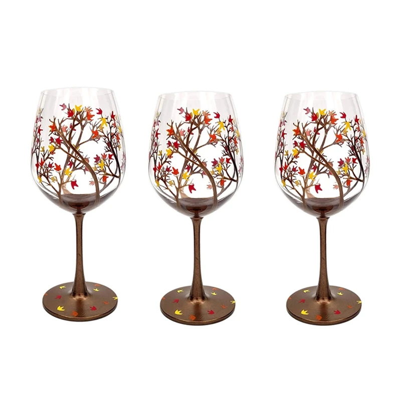 

Autumn Tree Wine Glass - Fall Colors - Leaves Of Red, Yellow, Orange - Hand Painted - Fall Leaf