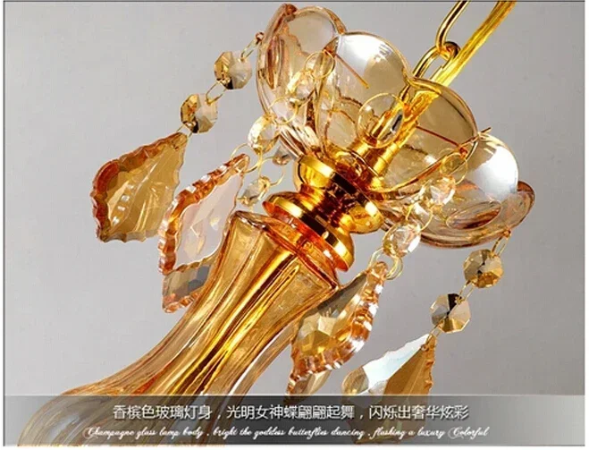 6/8 Arms Fashion crystal Chandelier lighting  Bedroom pendant Chandelier champagne color gold crystal lighting lamps