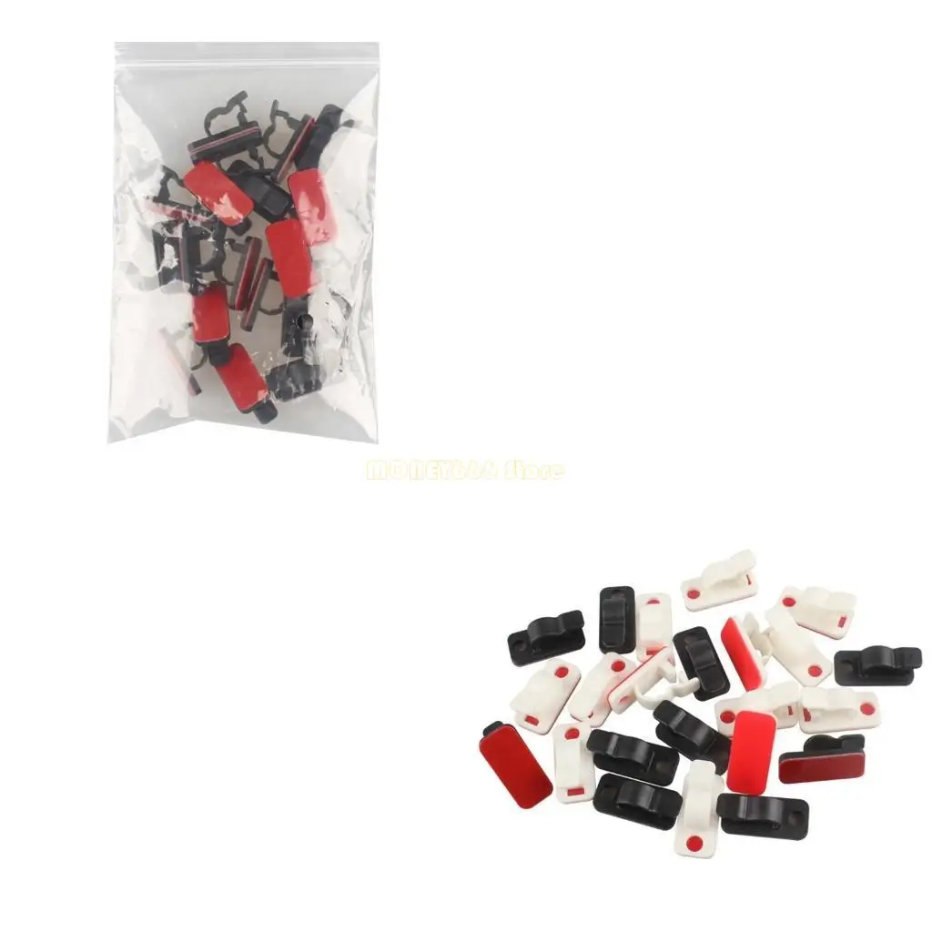 

F62C 20Pieces Cable Clips With Strong Adhesive Cable Management Holder For Organized Wire Setups In Multiple Locations