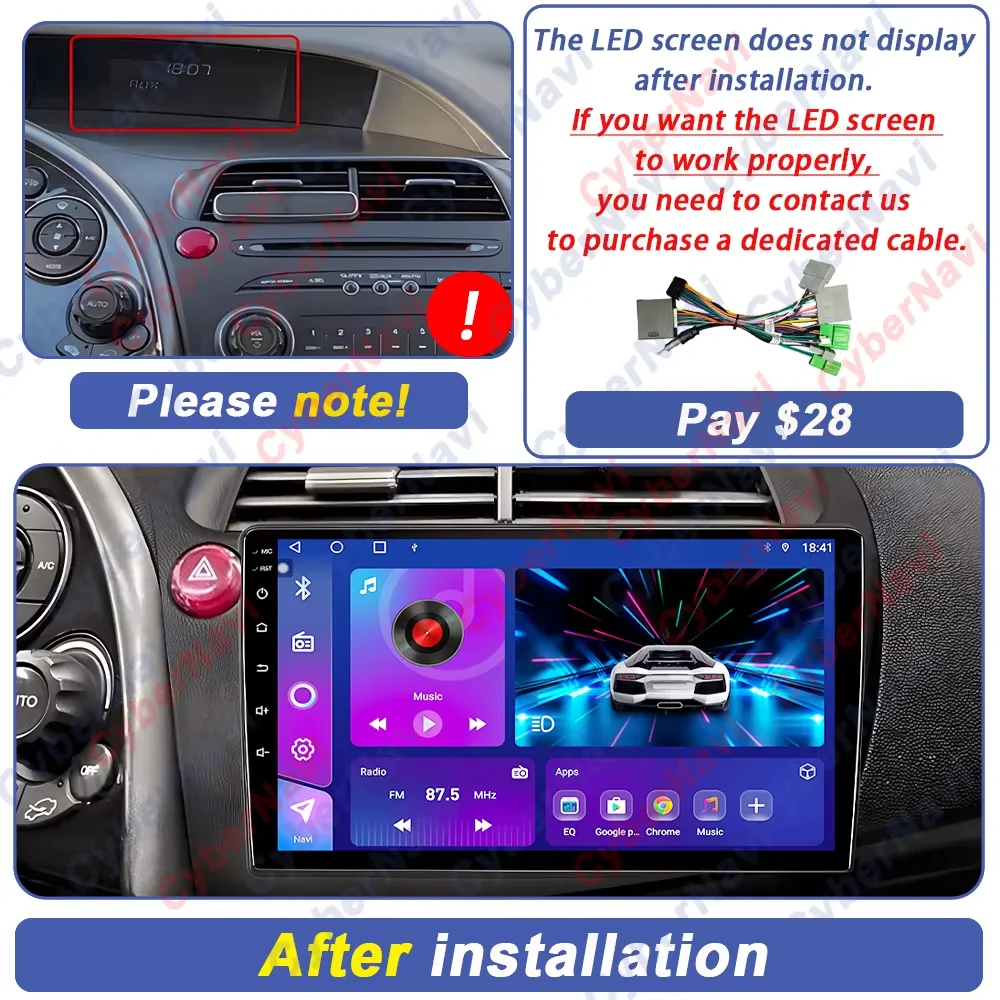 Car Radio For Honda Civic Hatchback 2006-2011 Carplay Android Auto Multimedia Player GPS Navigation Stereo 4G WIFI NO DVD
