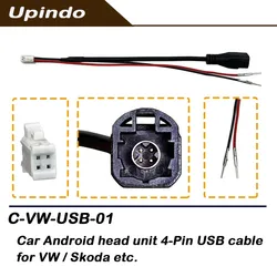 4 Pin USB Cable Android Head Unit Wiring Harness Socket Adapter for VW Golf 7 Bore Touran Teramont Tiguan Skoda Octavia Superb