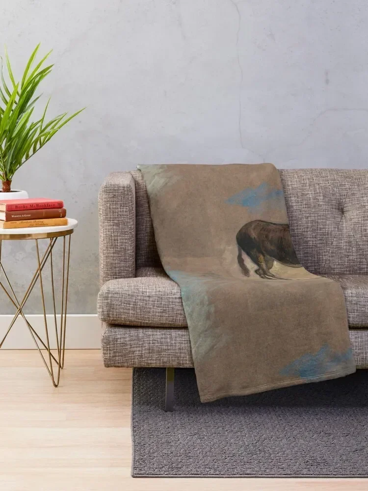 Mule Animal Lover Gift - Study of a Mule Old Painting Artwork Throw Blanket Plush Multi-Purpose Luxury St Blankets