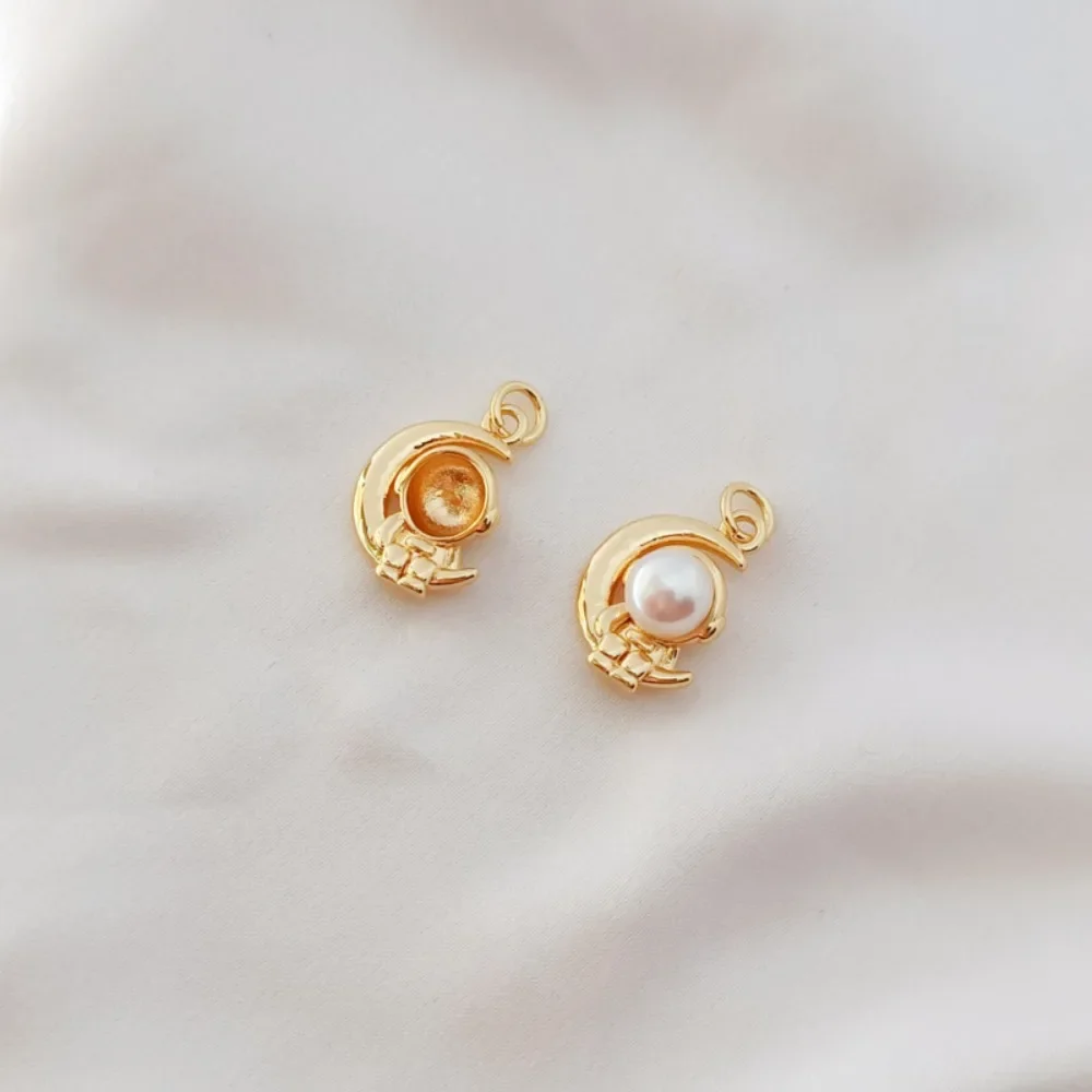 

14K Gold-plated Astronaut Pendant, Empty Stand, Sticky Pearl Pendant, DIY Jewelry Accessory Material