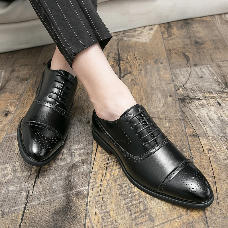 Men Luxury Derby Leather Shoes High Quality Fashion Formal Wedding Shoes Men\'s Office Shoes Black Brown 38-48 Men Shoes