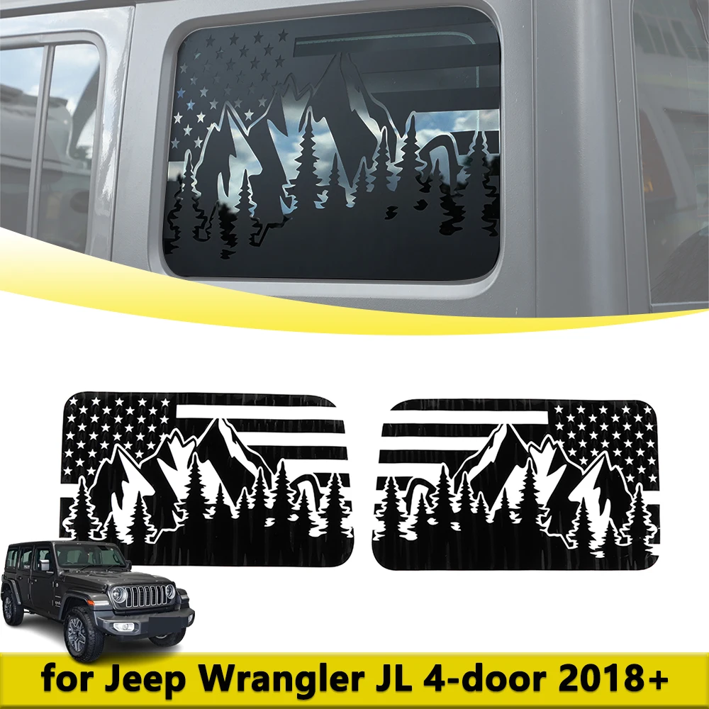 

Виниловая наклейка на стеклянную панель заднего окна для Jeep Wrangler JL, 4 двери, 2018-2025, наклейки на окна, аксессуары для украшения горного флага