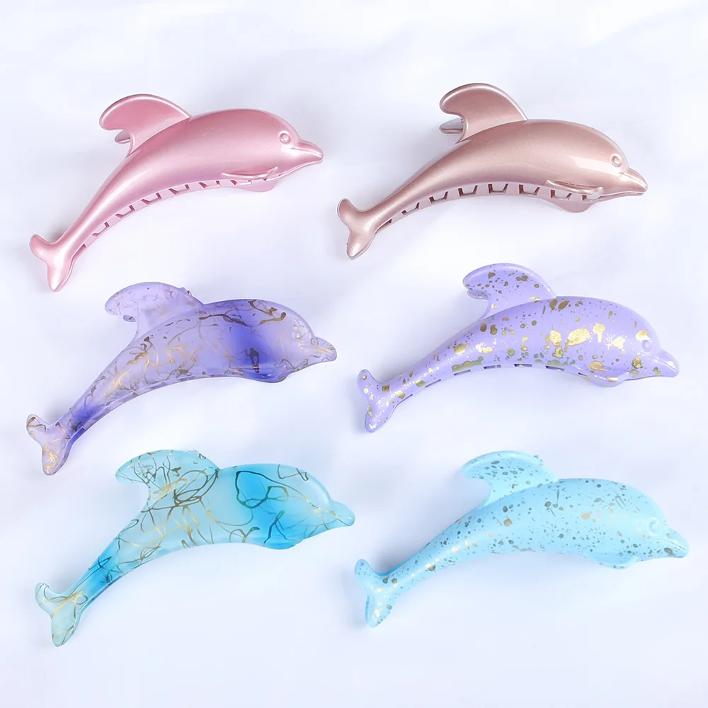 2PCS/Set Cartoon Dolphin Shape Hair Claws Clips Women 11CM Big Crab Barrettes Girls Ponytail Holder Hair Clamps Hair Accessories