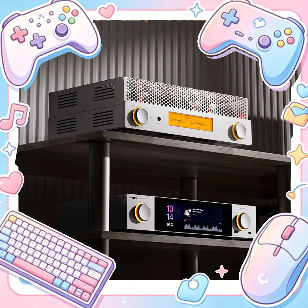 FiiO EA13 Vacuum Tube Amplifier 28W+28W Push-Pull Class A EL34 Tubes 4 RCA Inputs VU Meter Headphone Amp Desktop HiFi Sound