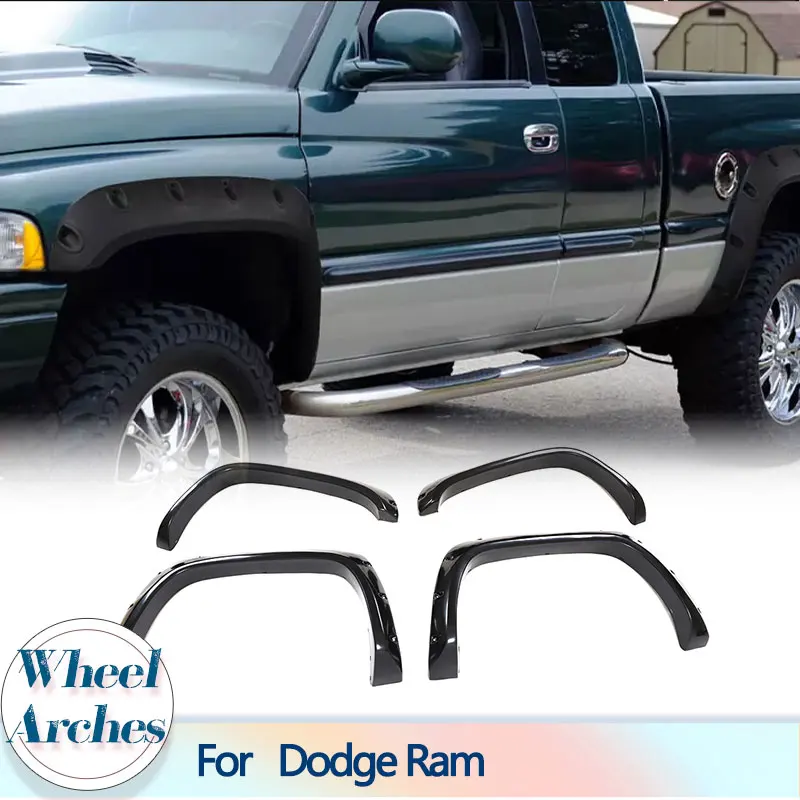 ABS Black Car Wheel Arches Side Fender Flares Trims for Dodge Ram 1994-2002 1500 2500 3500 Wheel Arches Fender Flares Mudguards