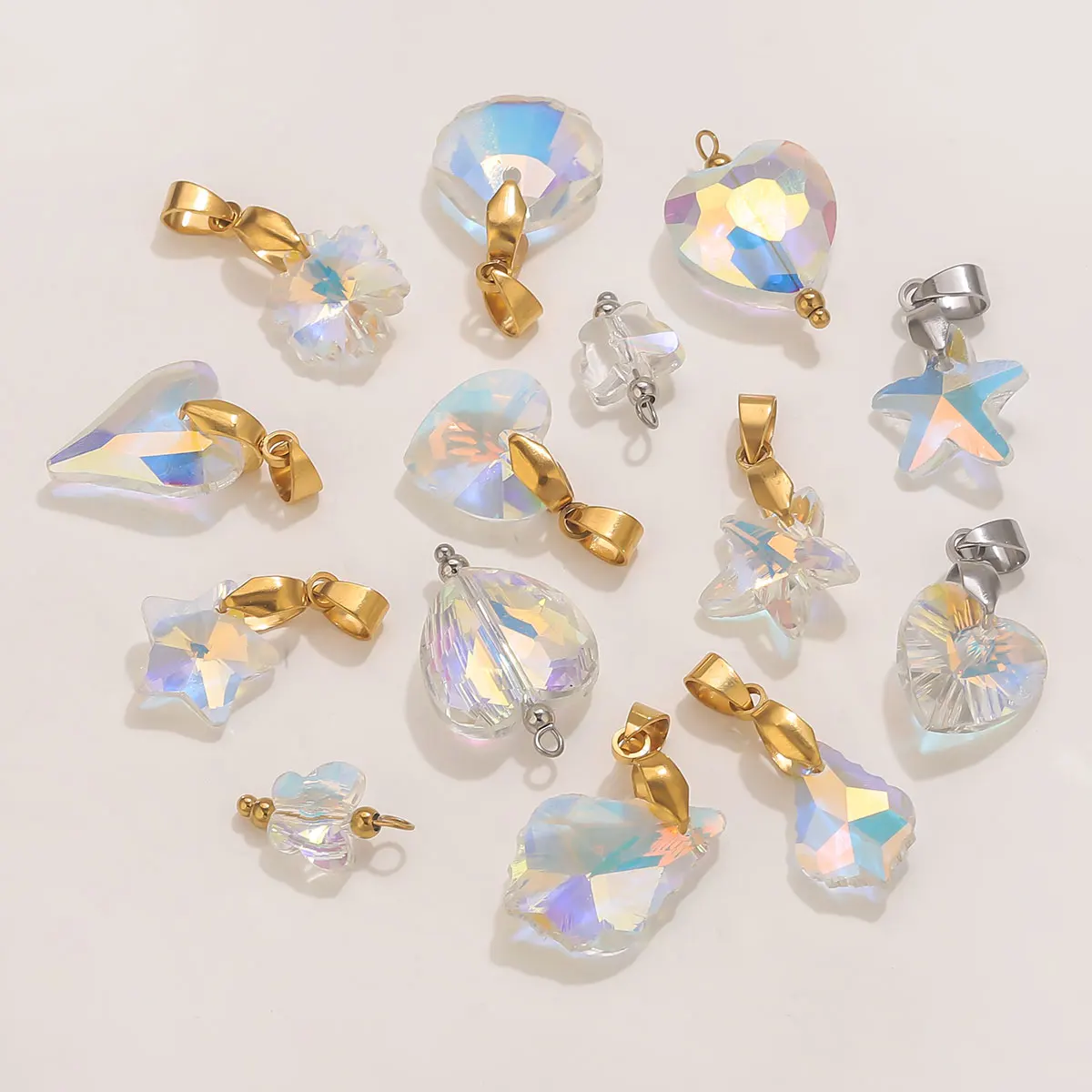 

5pcs AB Color Crystal Love Heart Charms for DIY Earring Connectors Pendant Making Jewelry Handmade Accessorie Material Wholesale