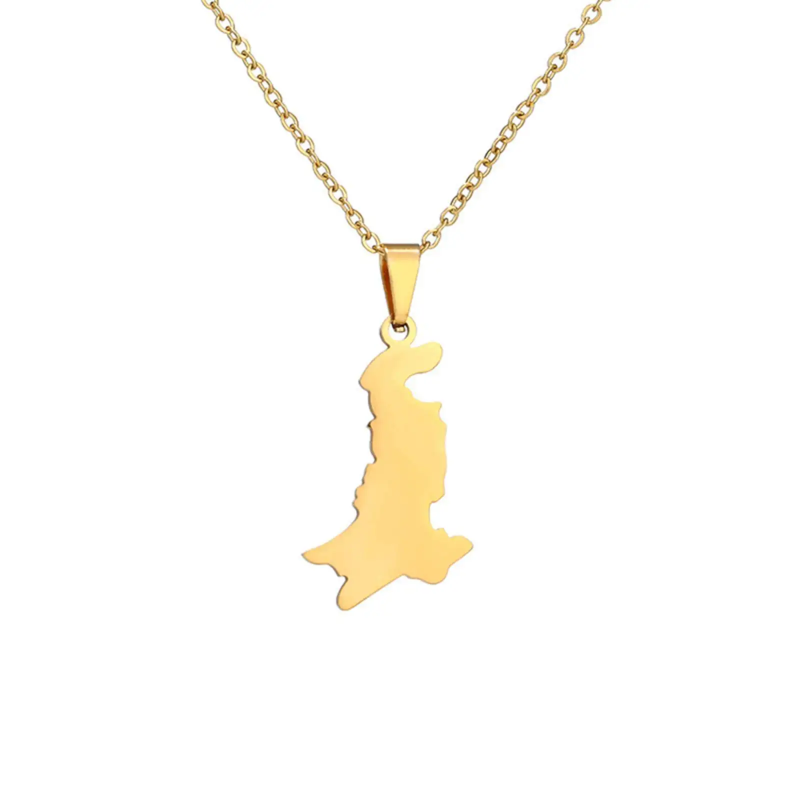 خريطة باكستان قلادة قلادة للنساء الرجال الفولاذ المقاوم للصدأ مجوهرات اكسسوارات العرقية