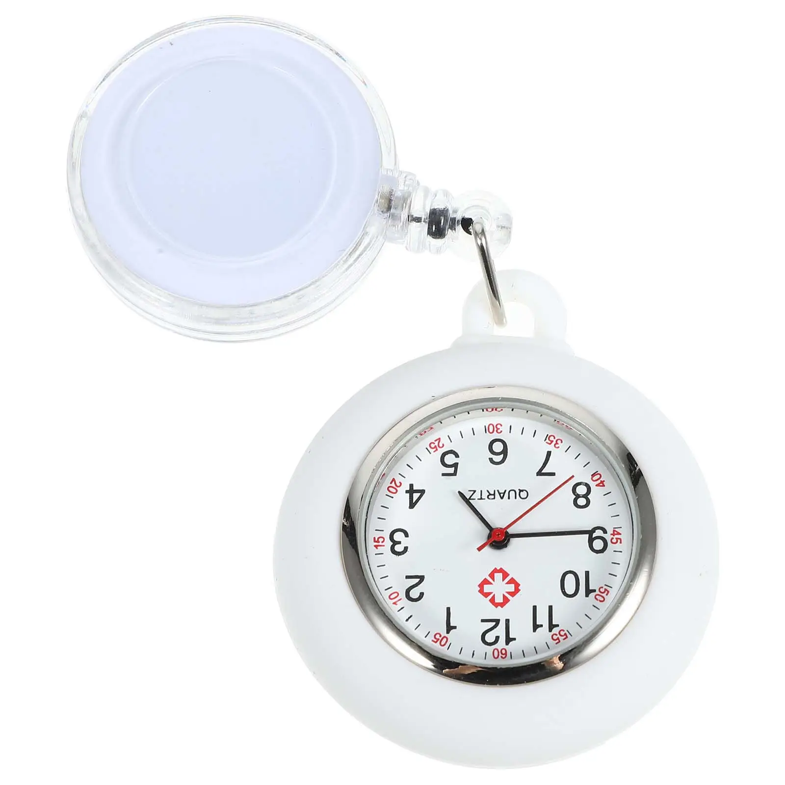 

Badge Reel Nurse Pocket Watch Clip-on Hanging Watch Smiling Face for Doctor Clinic Staff Students White Lightweight