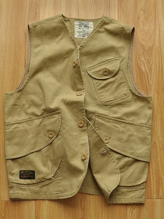 Loose Short Jacket Style Multi-Pocket Workwear Vest Neutral BF Vintage Shoulder Pad for Couples All Match Summer Casual Outer...