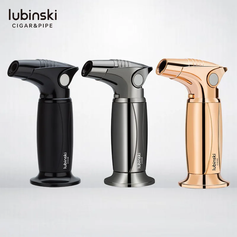 

LUBINSKI Cigar Lighter Metal Lock Fire Windproof Direct Blue Flame Spray Gun Desktop Outdoor Ignition Gun