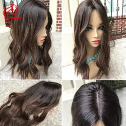 Hesperis Natural Wave Lace Closure Wig Human Hair Brazilian Remy 5.5x4.5 Pu Silk Base Brown Ombre Lace Wig Pre Plucked ForWomen