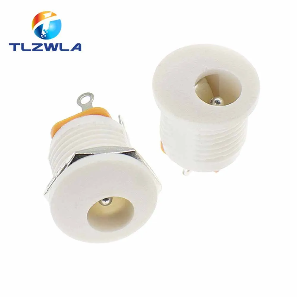 10PCS DC-022 5.5-2.1 / 5.5 x 2.1mm DC Power Socket/ DC Connector Panel Mounting DC022 White