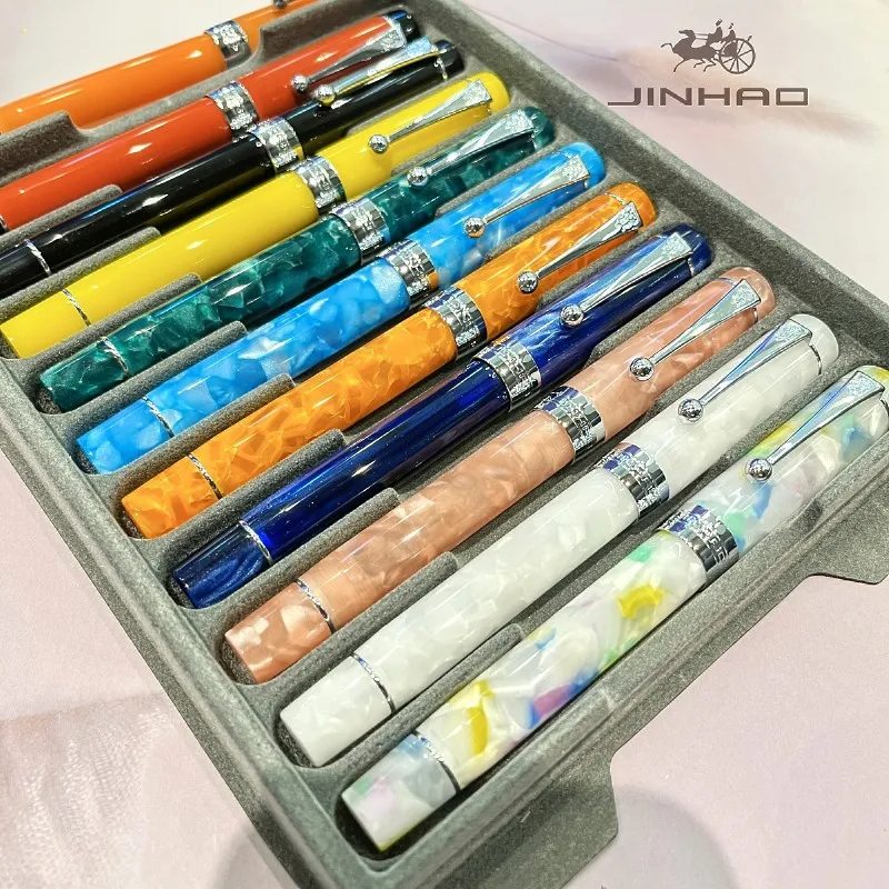 Jinhao 100 Acryl-Füllfederhalter aus Metall mit silbernem Kugelclip, klassischer, glatter Executive-Signaturstift, perfekt für die Sammlung – Detail 2