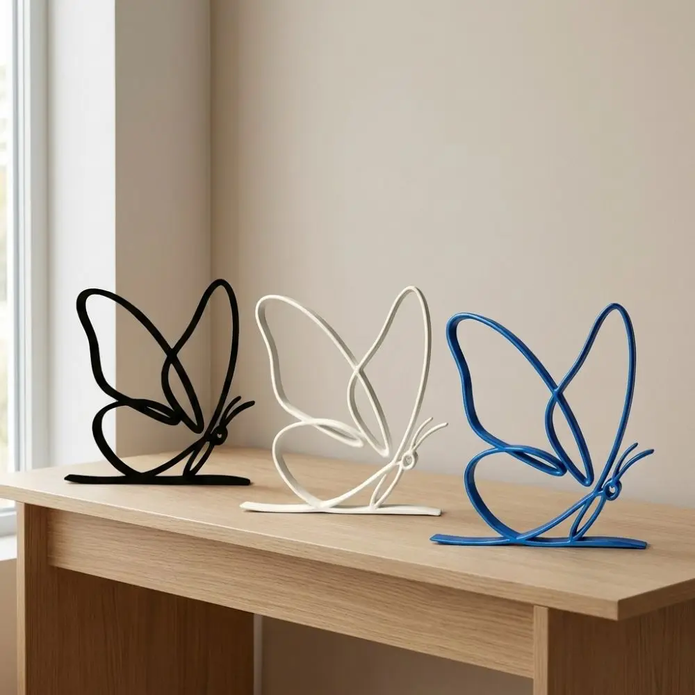 Minimalist Line Art Butterfly Tabletop Sculpture 3D Printed Modern Butterfly Abstract Ornament Uninterrupted Smooth Single