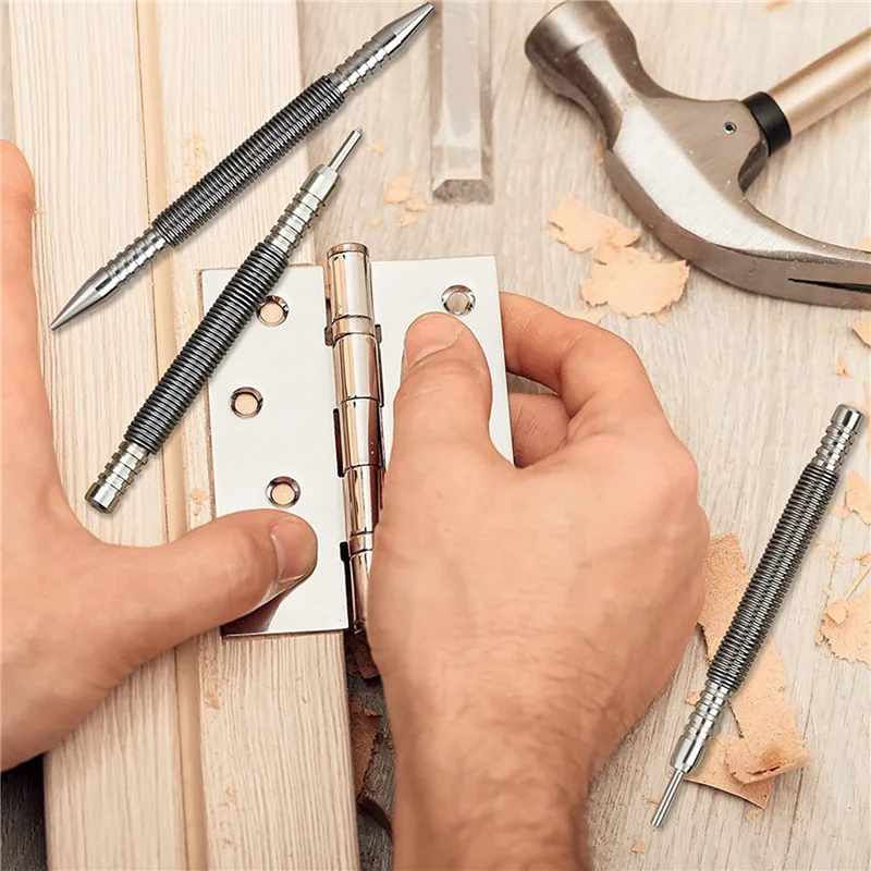 

A53Q-6 Pcs Nail Set And Hinge Pin Tool Center Punch Spring Loaded Nail Set For Door 1/32 Inch 1/16 Inch Dual Head, 1/8 Inch