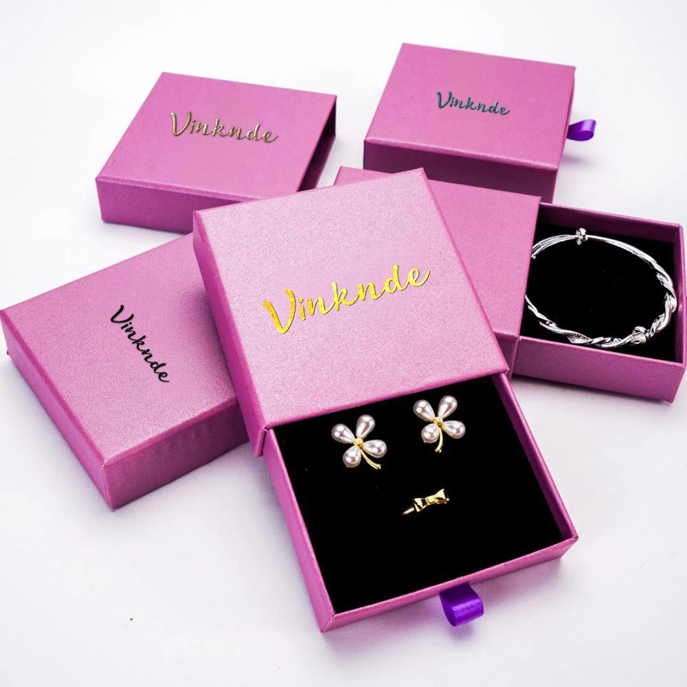 صندوق تعبئة درج المجوهرات القابل لإعادة التدوير شعار مخصص الراقية سوار قلادة تغليف المجوهرات علب الهدايا مع الإسفنج