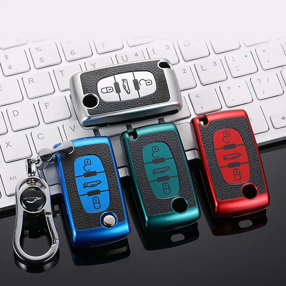 2/3 Buttons TPU Leather Car Remote Key Case Cover for Peugeot 107 207 307 307S 308 407 607 for Citroen C2 C3 C4 C5 C6 C8