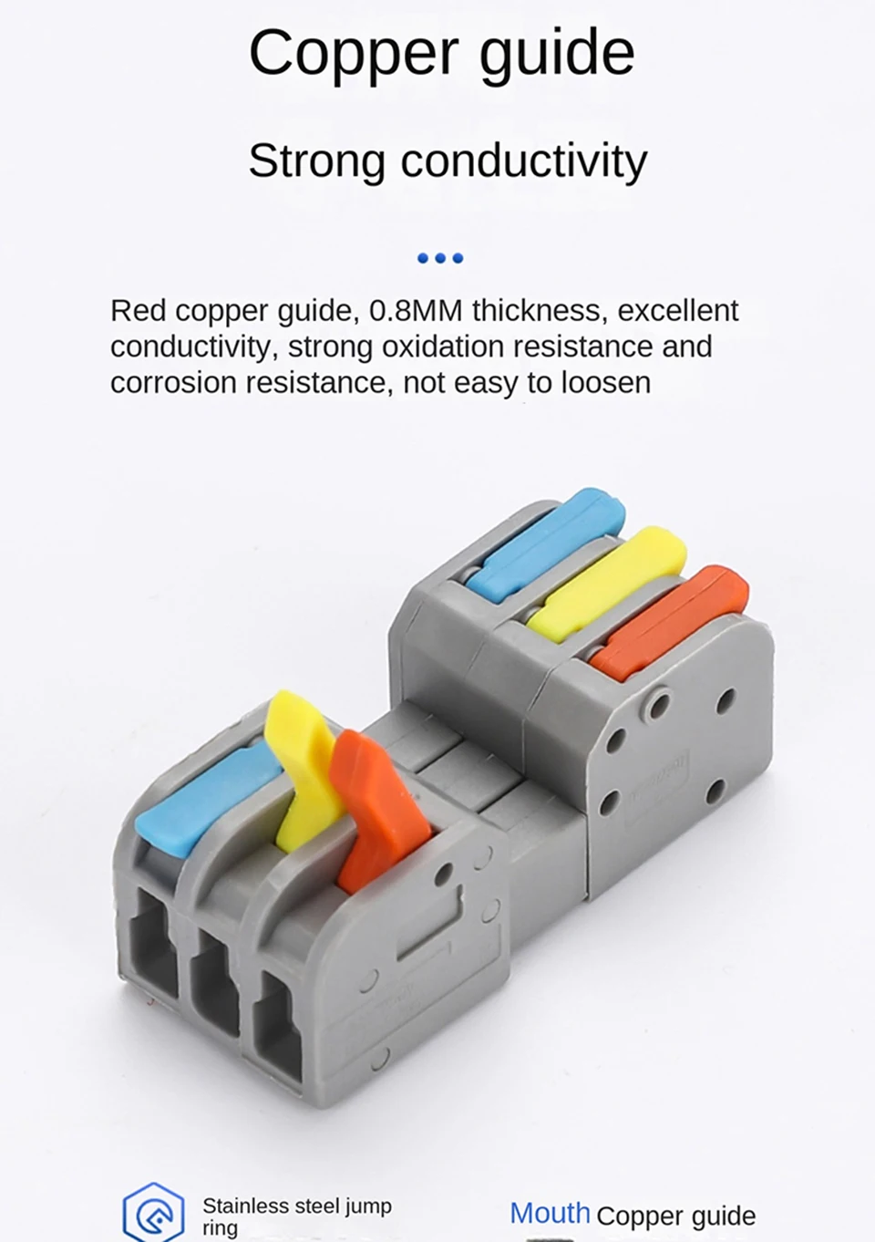10PCS Docking Mini Schnell Draht Stecker Universal Kompakte Elektrische Verdrahtung Anschlüsse Push-in Butt Leiter Terminal Block – Detail 3
