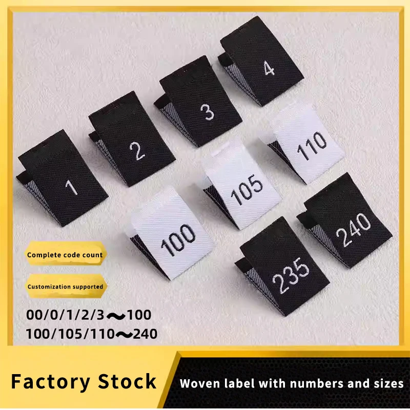 Factory sells clothing size labels, women's clothing double brocade fine yarn high-density size labels, size markings, digital l