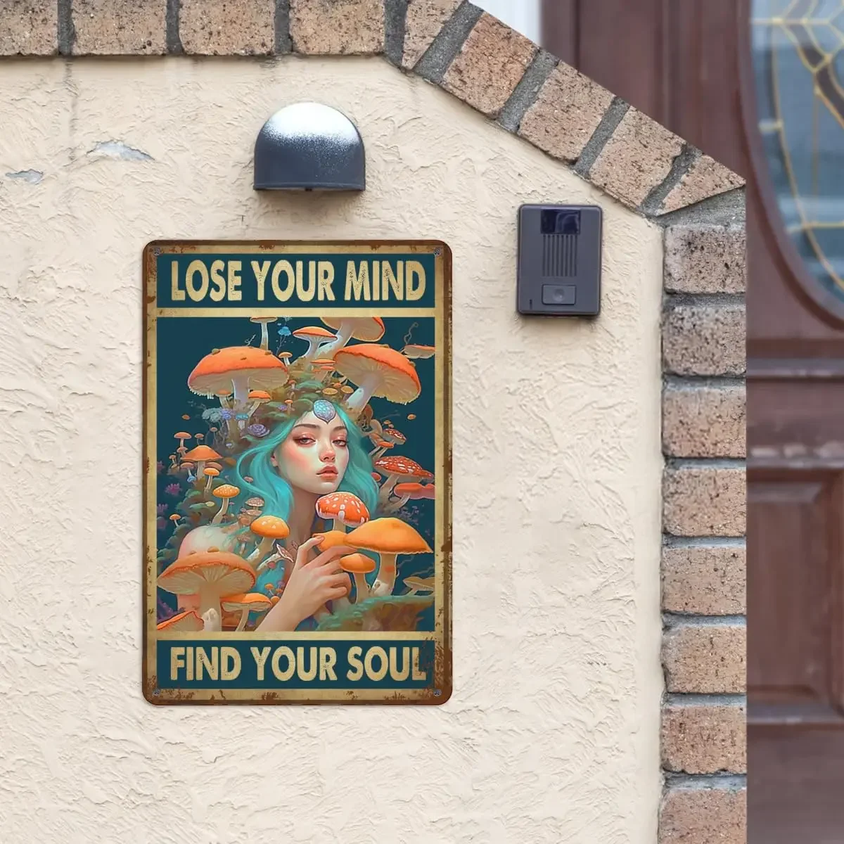 Mushroom Room Tin Sign Funny Wall Decor Lose Your Mind Find Your Soul Signs Vintage Metal Tin Signs For Home Kitchen Office Bath