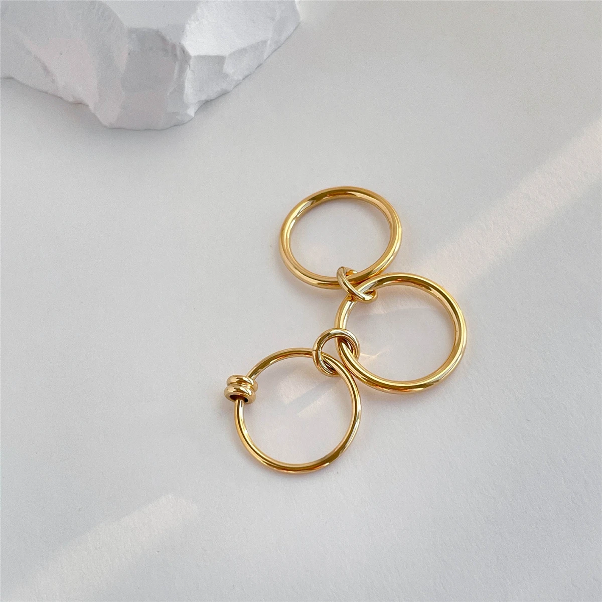 Creative 18k Gold Plated Stainless Steel Multiple Layers Finger Rings for Women Fashion Jewelry Gift