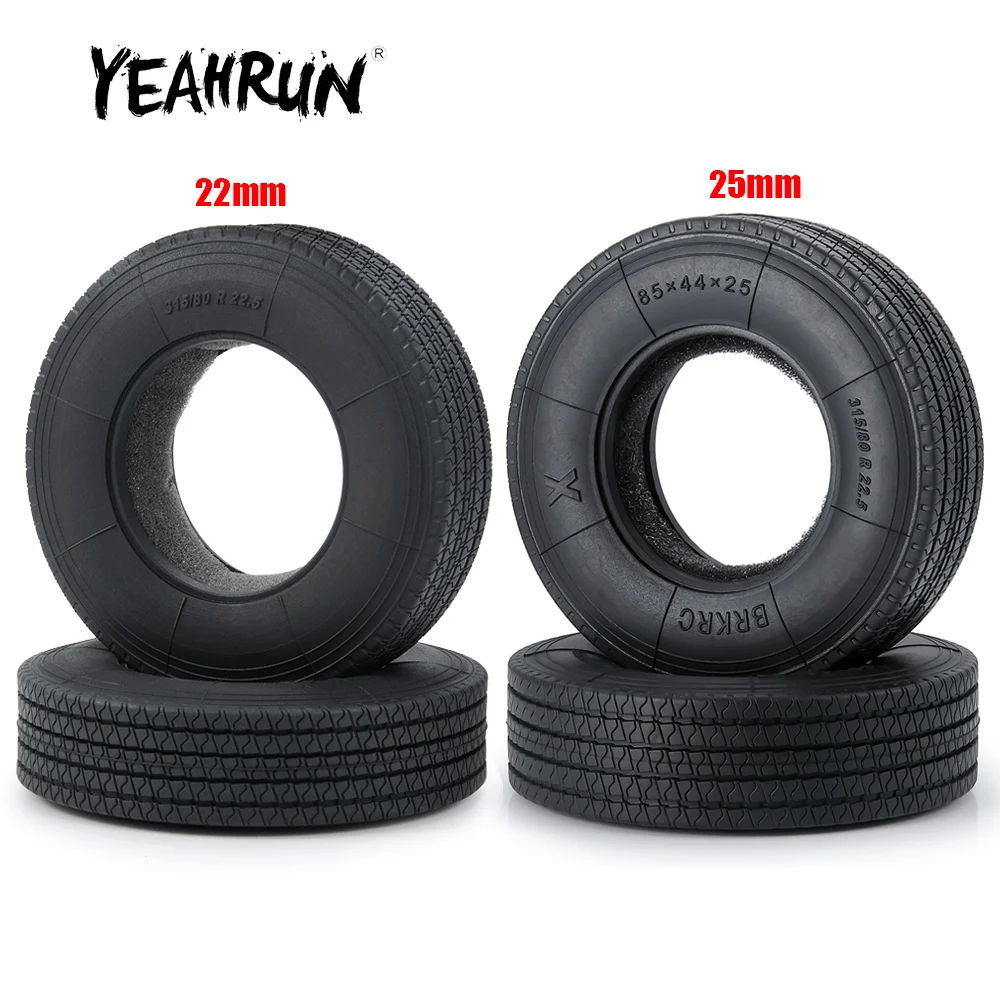 YEAHRUN-neumáticos de goma con abalorios delanteros y traseros, neumáticos de rueda con espuma de inserción para Tamiya 1/14 RC, remolque, Tractor, modelo de camión, 22/25mm